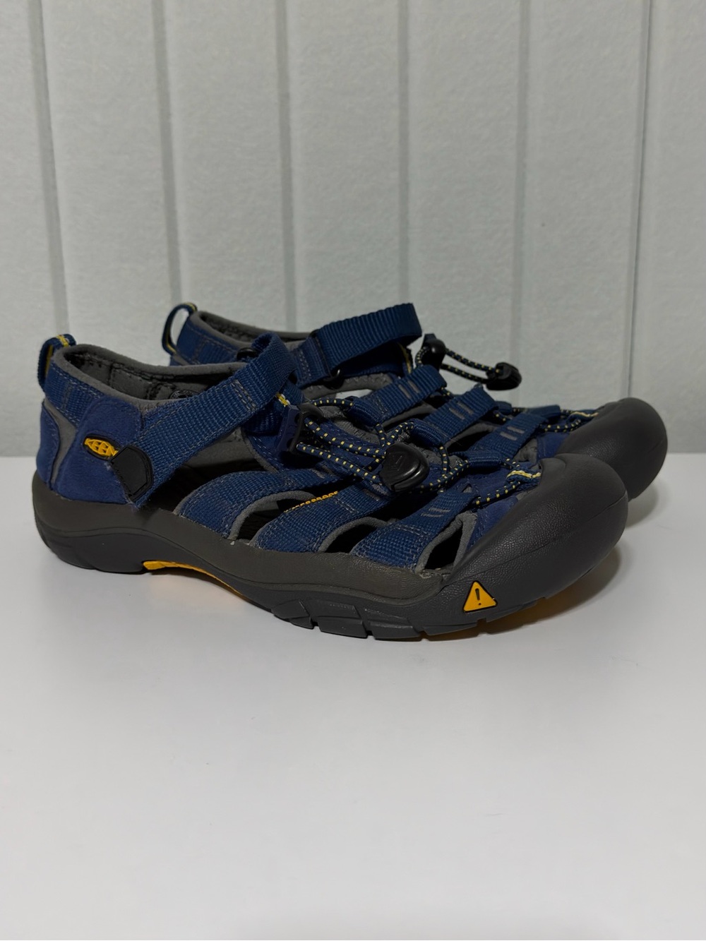 Keen Big Kid Newport Adventure navy and yellow closed-toe sandal